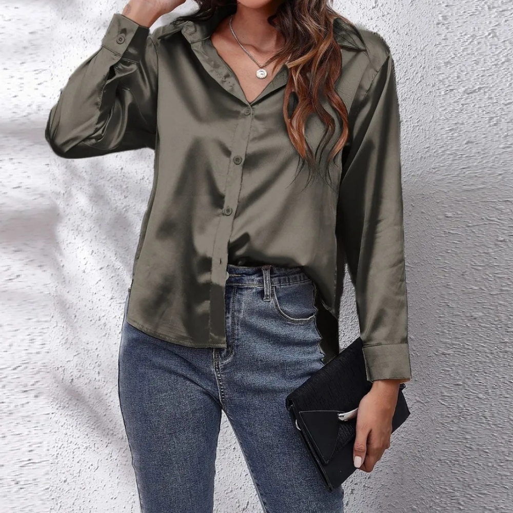 Charcoal Button Down Long Sleeve Shirt